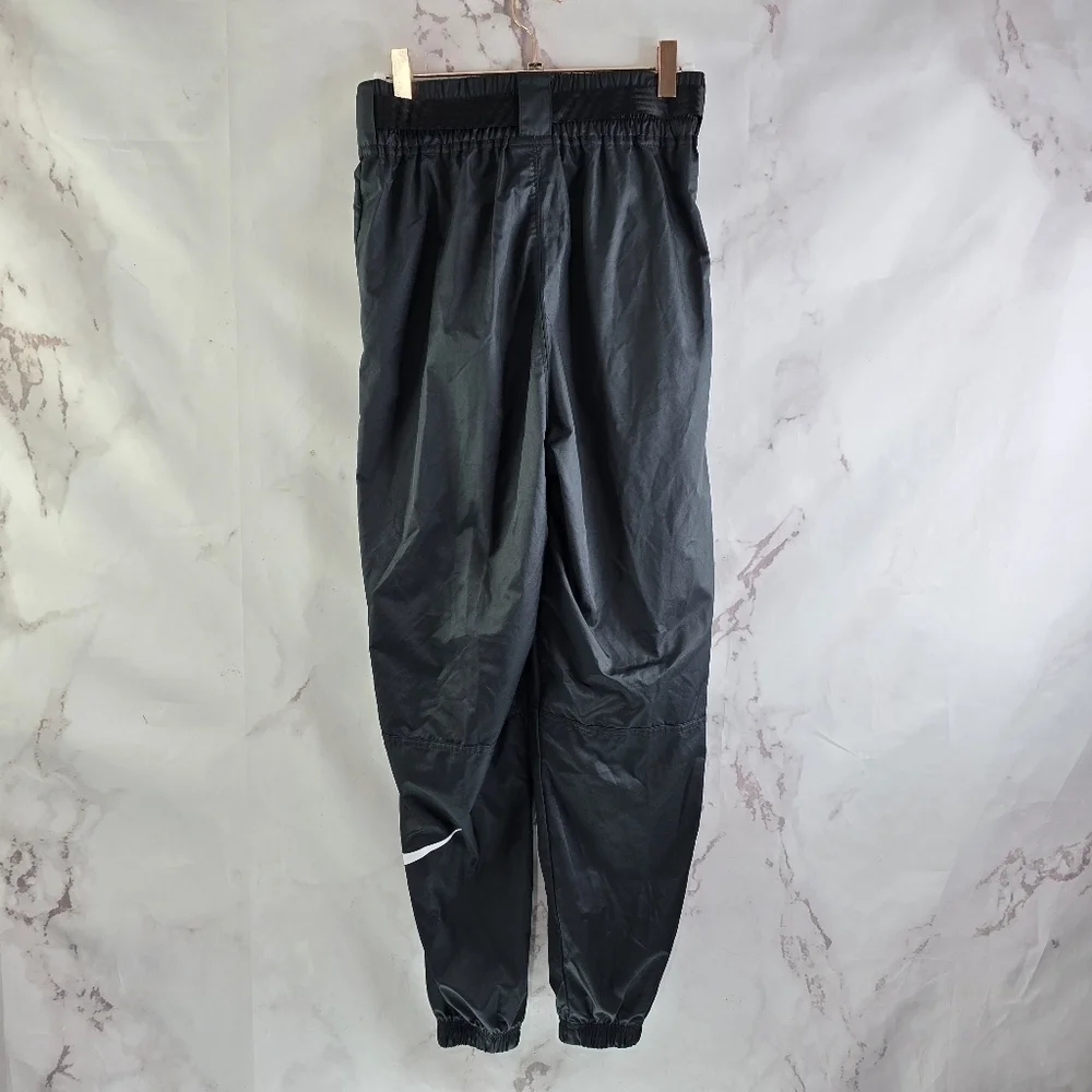 Nike Pants Women XS Black Windbreaker Track Swoosh Jogger Tapered Belted